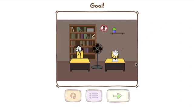 Goal screen after completing a Thief Puzzle level, with replay, level select and next level buttons